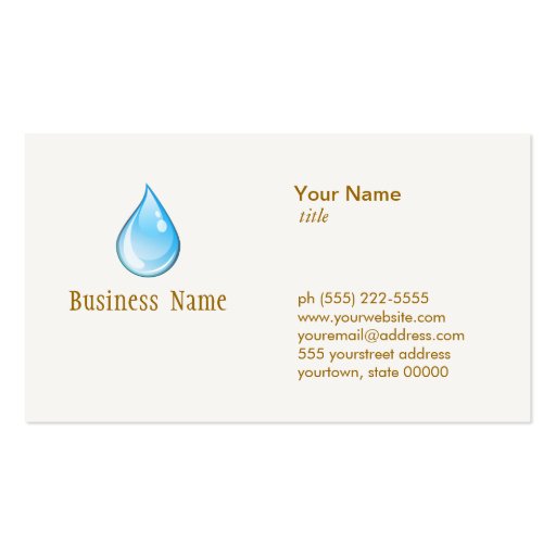 Water Drop Business Card (front side)