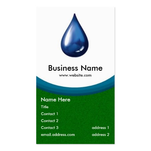 Water Drop business card -green grass (front side)