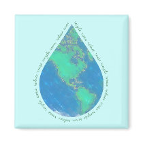 Water Drop Earth Magnet by teeboutique Water Drop Earth Magnet