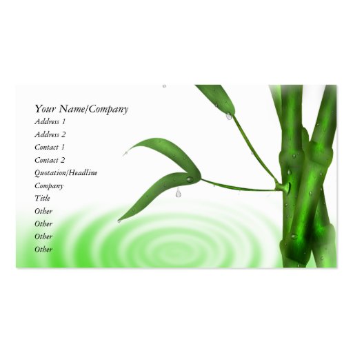 Water Drop Water Ripple Bamboo Business Cards
