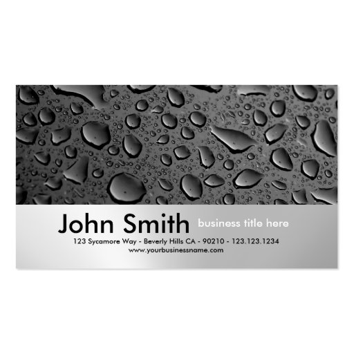 Water Droplets Brushed Metal Design business card