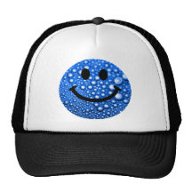 Water droplets smiley mesh hats