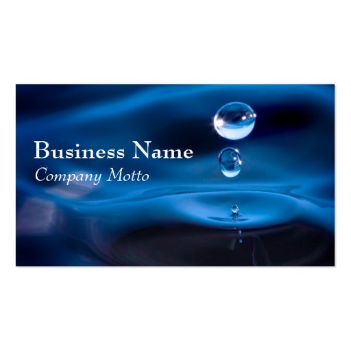 Water Drops Blue Generic business card (front side)