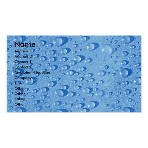 Water drops business cards