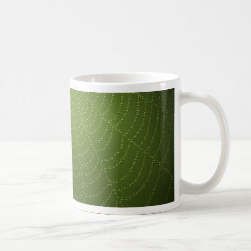 Water drops on a spider  web (Green) Coffee Mugs