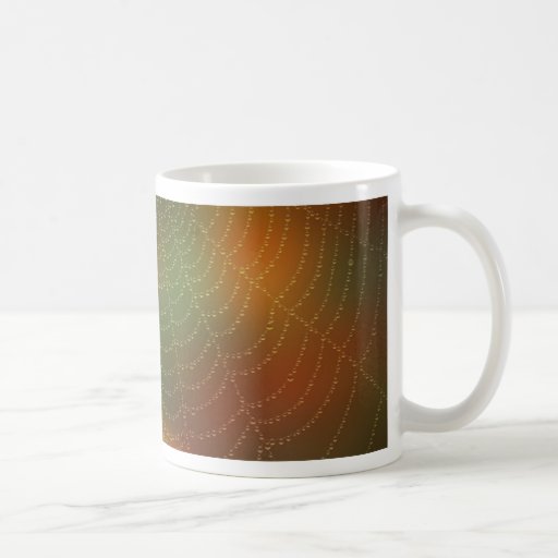 Water drops on a spider web mug