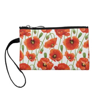 water drops on cute poppies coin purses