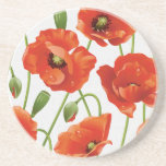 water drops on cute poppies drink coaster