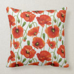 water drops on cute poppies pillow