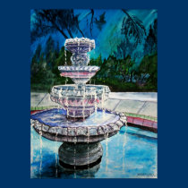 water fountain modern art acrylic painting posters