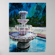 water fountain modern art acrylic painting posters