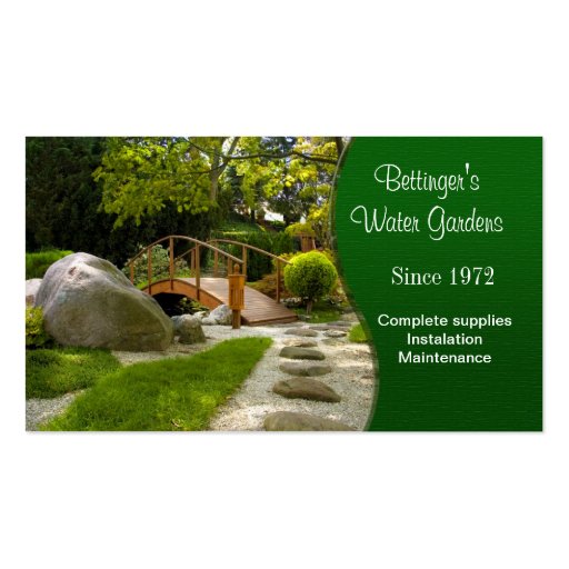 Water Garden and Landscaping Business Cards (front side)