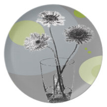 Water Glass Flowers Dinner Plate