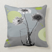 Water Glass Flowers Throw Pillows
