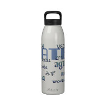 Water in Many Languages, Blue Lettering Water Bottles