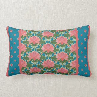 Water Lilies, Dragonflies Lumbar Pillow, Cushion