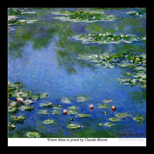 Water lilies in pond by Claude Monet Poster