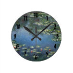 Water Lilies, Monet, Vintage Impressionism Flowers Wall Clocks