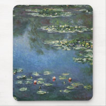 Water Lilies, Monet, Vintage Impressionism Flowers Mouse Pads