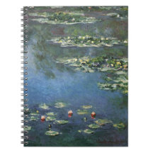 Water Lilies, Monet, Vintage Impressionism Flowers Spiral Notebooks