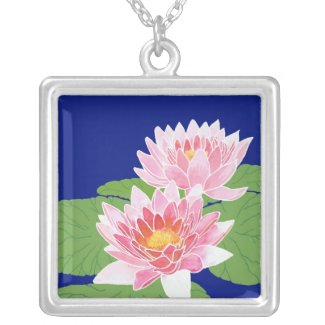 Water Lilies Necklace: July Birth Month Flower Personalized Necklace