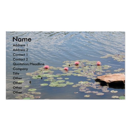 Water Lilies on Water Business Card Template (front side)
