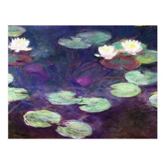 Water Lilies, Pink, 1897-99 Claude Monet cool, old Postcard