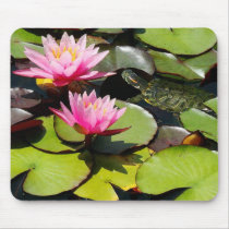 Water Lilies & Turtle Mousepad by farmer77 Water Lilies & Turtle Mousepad