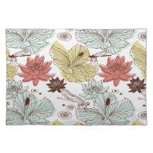 water lillies and dragonflies place mats