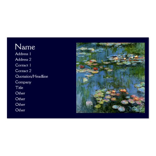 Water Lillies by Monet Business Cards