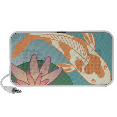 water lily and japanese koi vector art laptop speaker by speak ers