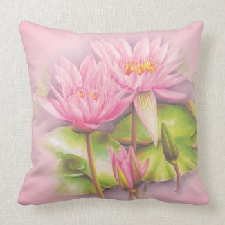 Water lily fine art pink botanical throw pillow