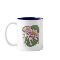 Water Lily Flower Monogram mugs