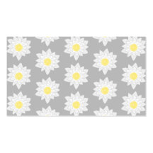 Water Lily Flowers. White, Yellow and Gray. Business Card Templates