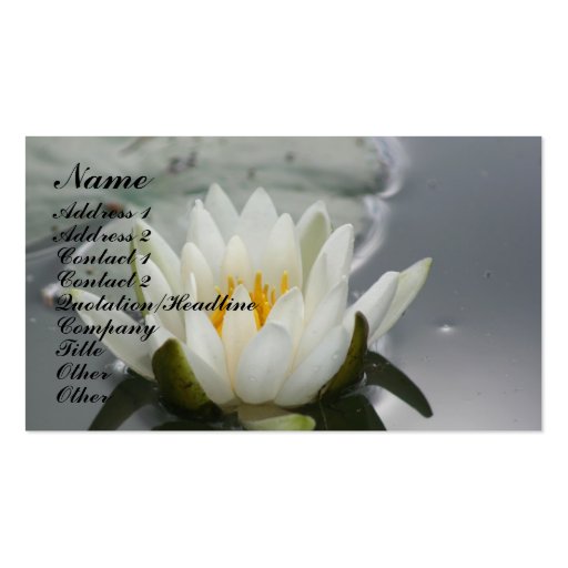 Water Lily Lotus Blossom Floral Business Card (front side)