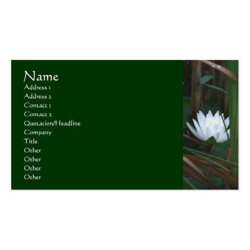 Water Lily Lotus Flower Business Card (front side)