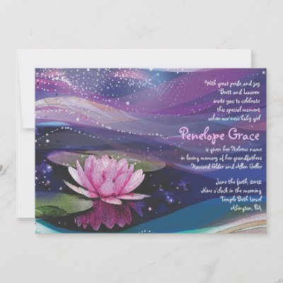 Jewish Baby Naming Invitations on Water Lily Pond Jewish Baby Naming Invitation From Zazzle Com