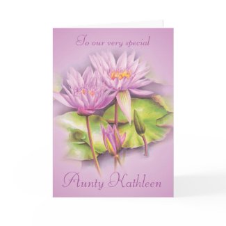Water lily purple birthday card card