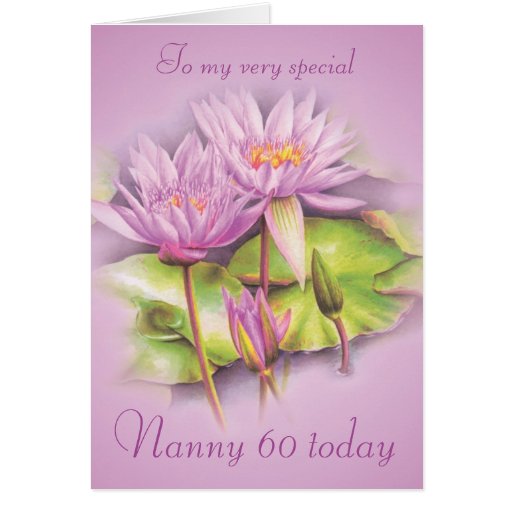 Water lily purple floral Nanny 60 birthday card
