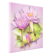 Water lily purple flowers floral canvas print wrappedcanvas