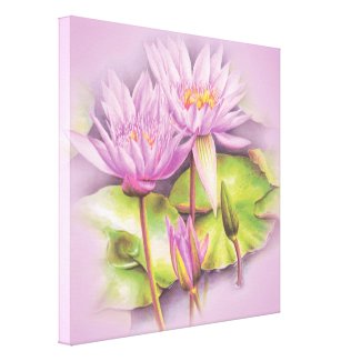 Water lily purple flowers floral canvas print wrappedcanvas
