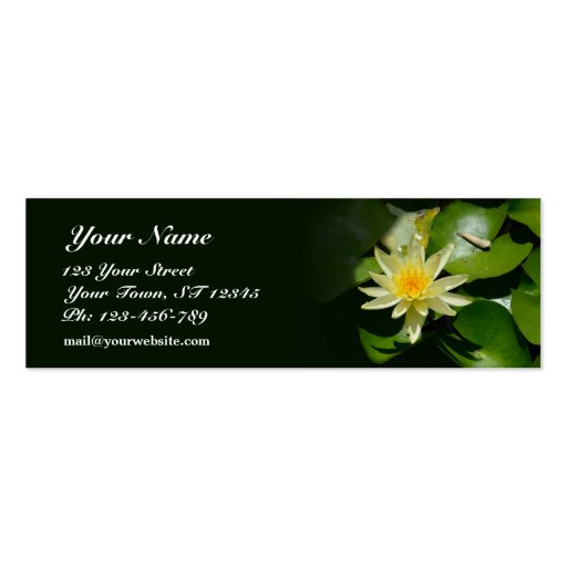Water Lily Skinny Business Card (front side)