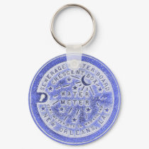 Water Meter Lid in Blue keychains by figstreetstudio Water Meter Lid in Blue keychains