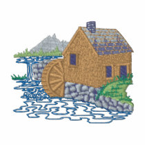Water Mill Scene embroidered shirts by ZazzleEmbroidery Water Mill Scene embroidered shirts