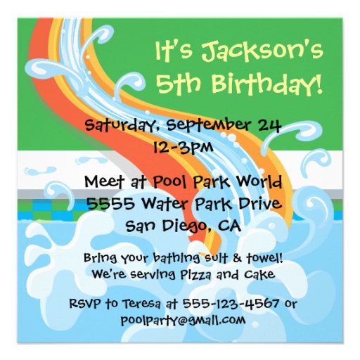 Water Park Pool Party Invitation