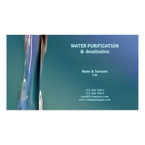 Water photography custom profile business card template (front side)