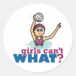 Water Polo Girl Round Stickers