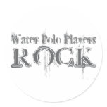 Water Polo Players Rock Round Stickers