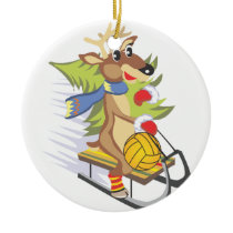 Water Polo Reindeer with ball ornament ornaments