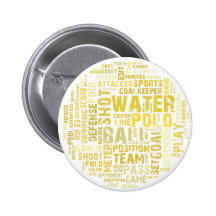 Water Polo Word Cloud Products Pinback Buttons